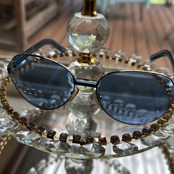 Gucci Gold Frame Blue Lenses Authentic Sunglasses - Picture 4 of 7